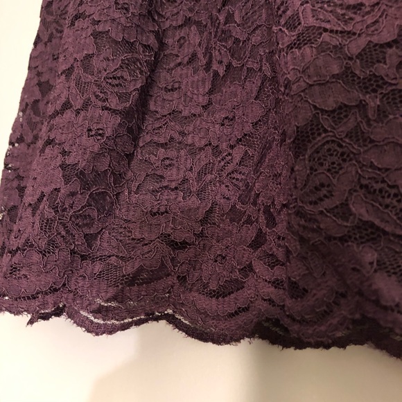 Loft Mini Skirt Lace Floral Plum NWT 4 - Picture 4 of 5